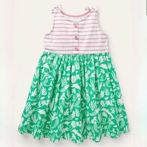 Mini Boden Tie Shoulder Hotchpotch Dress Tropical Green Mermaid size 7-8. GUC